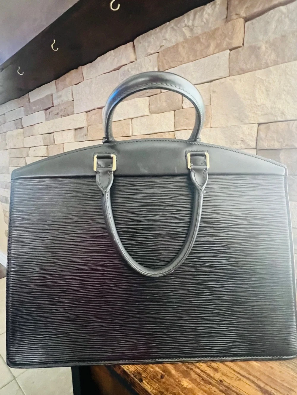 Vintage Louis Vuitton Epi Noir Porte DocVoyage Briefcase MadeFrance with Dusty
